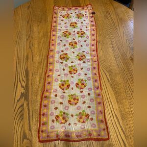 Hand Made in Japan Sheer Strawberry, Cherry and Flower Scarf